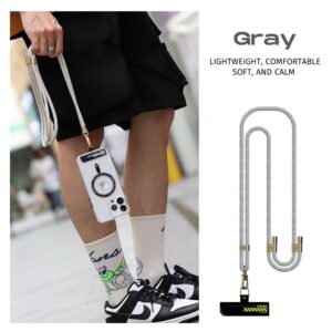 Rock Universal phone lanyard long, neck strap pilkos spalvos - Image 4