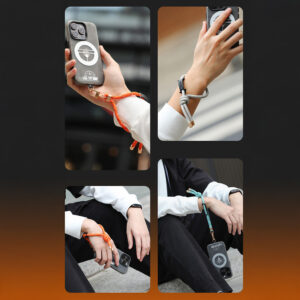 Rock Universal phone lanyard short, wrist strap pilkos spalvos - Image 2