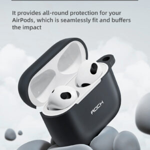 Rock Silicone case skirtas Airpods 3 with snap hook juodos spalvos - Image 4