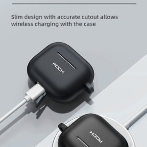 Rock Silicone case skirtas Airpods 3 with snap hook juodos spalvos - Image 6