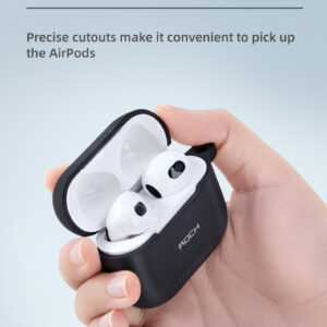 Rock Silicone case skirtas Airpods 3 with snap hook juodos spalvos - Image 7