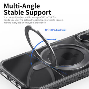 Rock Rotating Stand Crystal Series Magnetic skirtas Apple iPhone 16 Pro Max juodos spalvos - Image 6
