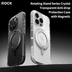Rock Rotating Stand Crystal Series Magnetic skirtas Apple iPhone 16 Pro juodos spalvos - Image 2