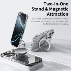 Rock Rotating Stand Crystal Series Magnetic skirtas Apple iPhone 16 juodos spalvos - Image 3