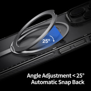 Rock Rotating Stand Crystal Series Magnetic skirtas Apple iPhone 16 juodos spalvos - Image 9
