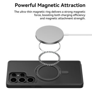 Rock Rotating Stand Soft Touch Series Magnetic skirtas Samsung Galaxy S25 Plus juodos spalvos - Image 4
