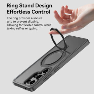 Rock Rotating Stand Soft Touch Series Magnetic skirtas Samsung Galaxy S25 Ultra juodos spalvos - Image 3