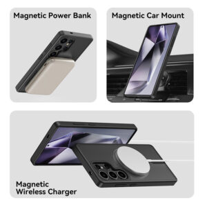 Rock Rotating Stand Soft Touch Series Magnetic skirtas Samsung Galaxy S25 Ultra juodos spalvos - Image 6