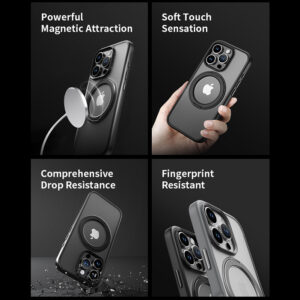 Rock Crystal Rotating Touch Series Magnetic dėklas skirtas Apple iPhone 16 Pro juodos spalvos - Image 7