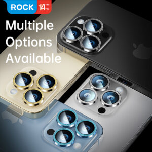 Rock Tempered glass Shiny Series Camera Lens on camera for Iphone 15/15 Plus (lens 2 pieces) juodos spalvos - Image 2