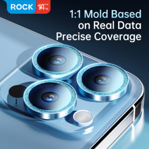 Rock Tempered glass Shiny Series Camera Lens on camera for Iphone 15/15 Plus (lens 2 pieces) juodos spalvos - Image 3
