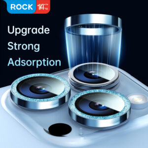 Rock Tempered glass Shiny Series Camera Lens on camera for Iphone 15/15 Plus (lens 2 pieces) juodos spalvos - Image 4
