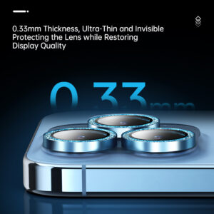 Rock Tempered glass Shiny Series Camera Lens on camera for Iphone 15/15 Plus (lens 2 pieces) juodos spalvos - Image 6