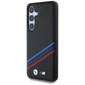 Original dėklas BMW Leather Tricolor Crossing Stripes MagSafe skirtas Samsung Galaxy S25 juodos spalvos - Image 2