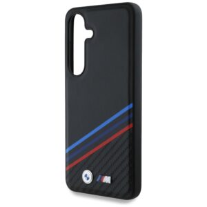 Original dėklas BMW Leather Tricolor Crossing Stripes MagSafe skirtas Samsung Galaxy S25 juodos spalvos - Image 6