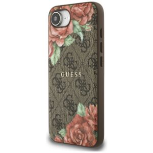 Original dėklas GUESS 4G Flowers Print MagSafe skirtas Apple iPhone 17e/16e rudos spalvos - Image 2