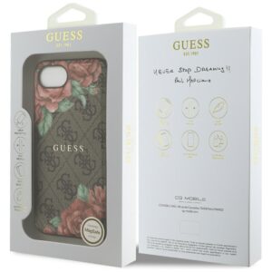 Original dėklas GUESS 4G Flowers Print MagSafe skirtas Apple iPhone 17e/16e rudos spalvos - Image 8