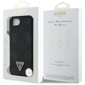 Original dėklas GUESS Grained Hot Stamp Peony Triangle Logo MagSafe skirtas Apple iPhone 17e/16e juodos spalvos - Image 8