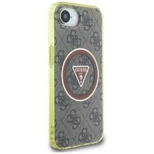 Original dėklas GUESS IML Metal Glitter 4G Circle Triangle MagSafe skirtas Apple iPhone 17e/16e rudos spalvos - Image 4