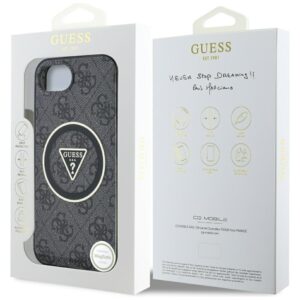 Original dėklas GUESS IML Metal Glitter 4G Circle Triangle MagSafe skirtas Apple iPhone 17e/16e juodos spalvos - Image 8