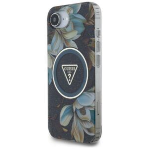 Original dėklas GUESS IML Metal Glitter Flowers Triangle MagSafe skirtas Apple iPhone 17e/16e juodos spalvos - Image 2