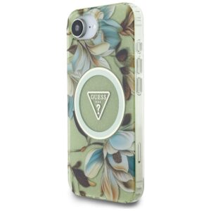 Original dėklas GUESS IML Metal Glitter Flowers Triangle MagSafe skirtas Apple iPhone 17e/16e green - Image 2