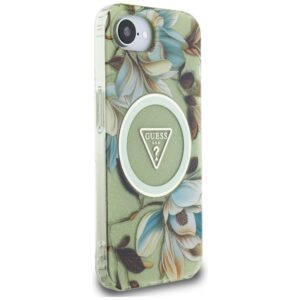 Original dėklas GUESS IML Metal Glitter Flowers Triangle MagSafe skirtas Apple iPhone 17e/16e green - Image 4