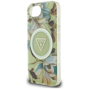 Original dėklas GUESS IML Metal Glitter Flowers Triangle MagSafe skirtas Apple iPhone 17e/16e green - Image 6