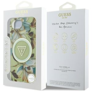Original dėklas GUESS IML Metal Glitter Flowers Triangle MagSafe skirtas Apple iPhone 17e/16e green - Image 8