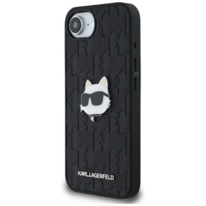 Original Pouch KARL LAGERFELD Monogram Choupette Head Pin skirtas Apple iPhone 17e/16e juodos spalvos - Image 2
