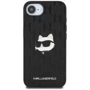 Original Pouch KARL LAGERFELD Monogram Choupette Head Pin skirtas Apple iPhone 17e/16e juodos spalvos - Image 3