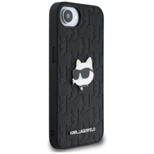 Original Pouch KARL LAGERFELD Monogram Choupette Head Pin skirtas Apple iPhone 17e/16e juodos spalvos - Image 4