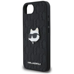 Original Pouch KARL LAGERFELD Monogram Choupette Head Pin skirtas Apple iPhone 17e/16e juodos spalvos - Image 6