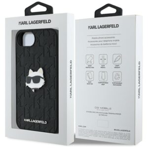 Original Pouch KARL LAGERFELD Monogram Choupette Head Pin skirtas Apple iPhone 17e/16e juodos spalvos - Image 8