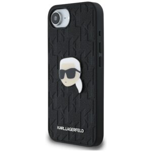 Original Pouch KARL LAGERFELD Monogram Karl Head Pin skirtas Apple iPhone 17e/16e juodos spalvos - Image 2