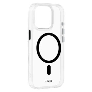 Liavec Glossy Magsafe Clear dėklas do Iphone 16 Pro juodos spalvos - Image 4