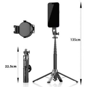 Blavec Selfie Stick Aluminium Fusion P-06 Magsafe tripod + remote control + holder 1,34 metres (SSFP06-MTRHB134) juodos spalvos - Image 2