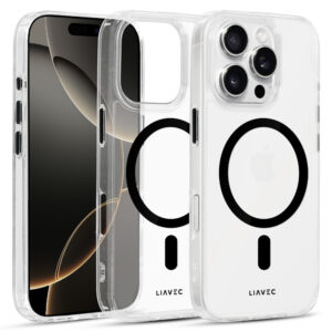 Liavec Glossy Magsafe Clear dėklas do Iphone 16 Pro juodos spalvos - Image 2