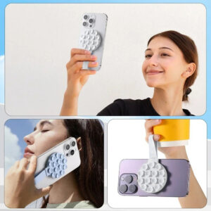 Silicone suction phone holder magnetic with ring MSH9 juodos spalvos - Image 4
