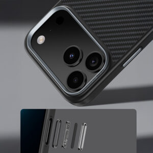 Benks Magnetic Armor Pro Kevlar dėklas Metal Frame 600D (A067) skirtas Apple iPhone 17 juodos spalvos (Camera Control Button) - Image 9