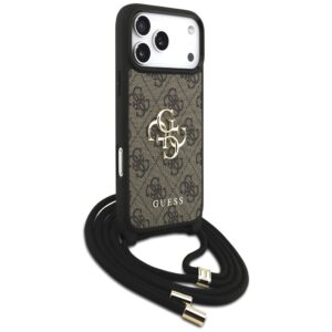 Original dėklas GUESS 4G Big Logo Cord Stap Crossbody skirtas Apple iPhone 17 Pro Max rudos spalvos - Image 3