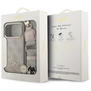 Original dėklas GUESS 4G Strass Logo & Big Strap Metal Buttons MagSafe skirtas Apple iPhone 17 Pro pink - Image 9