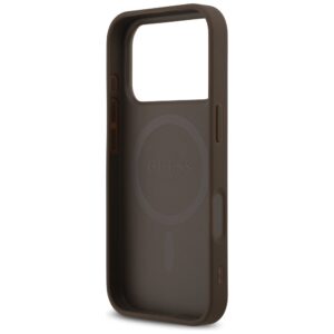 Original dėklas GUESS Leather 4G Triangle Strass MagSafe skirtas Apple iPhone 17 Pro rudos spalvos - Image 7