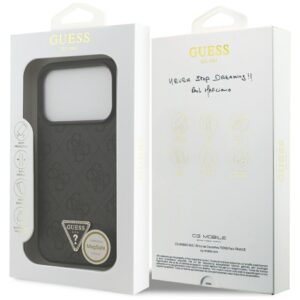 Original dėklas GUESS Leather 4G Triangle Strass MagSafe skirtas Apple iPhone 17 Pro juodos spalvos - Image 8