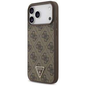 Original dėklas GUESS Leather 4G Triangle Strass MagSafe skirtas Apple iPhone 17 Pro Max rudos spalvos - Image 2