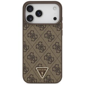 Original dėklas GUESS Leather 4G Triangle Strass MagSafe skirtas Apple iPhone 17 Pro Max rudos spalvos - Image 3