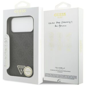 Original dėklas GUESS Leather 4G Triangle Strass MagSafe skirtas Apple iPhone 17 Pro Max juodos spalvos - Image 8