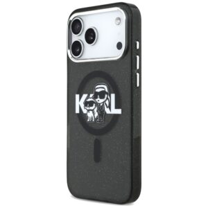 Original Pouch KARL LAGERFELD IML Glitter Karl & Choupette Sketch Logo Magsafe skirtas Apple iPhone 17 Pro Max juodos spalvos - Image 2