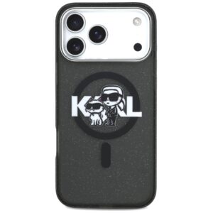 Original Pouch KARL LAGERFELD IML Glitter Karl & Choupette Sketch Logo Magsafe skirtas Apple iPhone 17 Pro Max juodos spalvos - Image 3