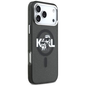 Original Pouch KARL LAGERFELD IML Glitter Karl & Choupette Sketch Logo Magsafe skirtas Apple iPhone 17 Pro Max juodos spalvos - Image 4